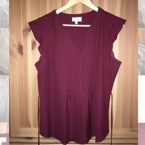 Modcloth ruffled cap-sleeve, tie-back maro…